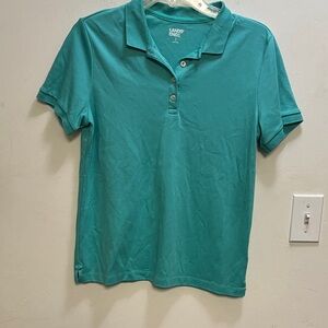 Lands' End Women's Turquoise Short Sleeve Polo